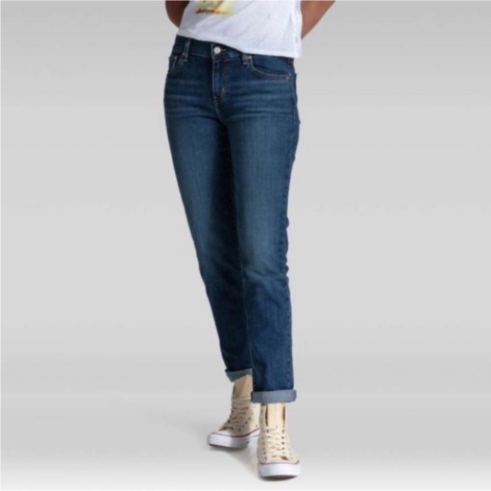 Levi’s Boyfriend Jeans Size 29 Cropped Straight Leg Mid Rise Stretch - Picture 13 of 14